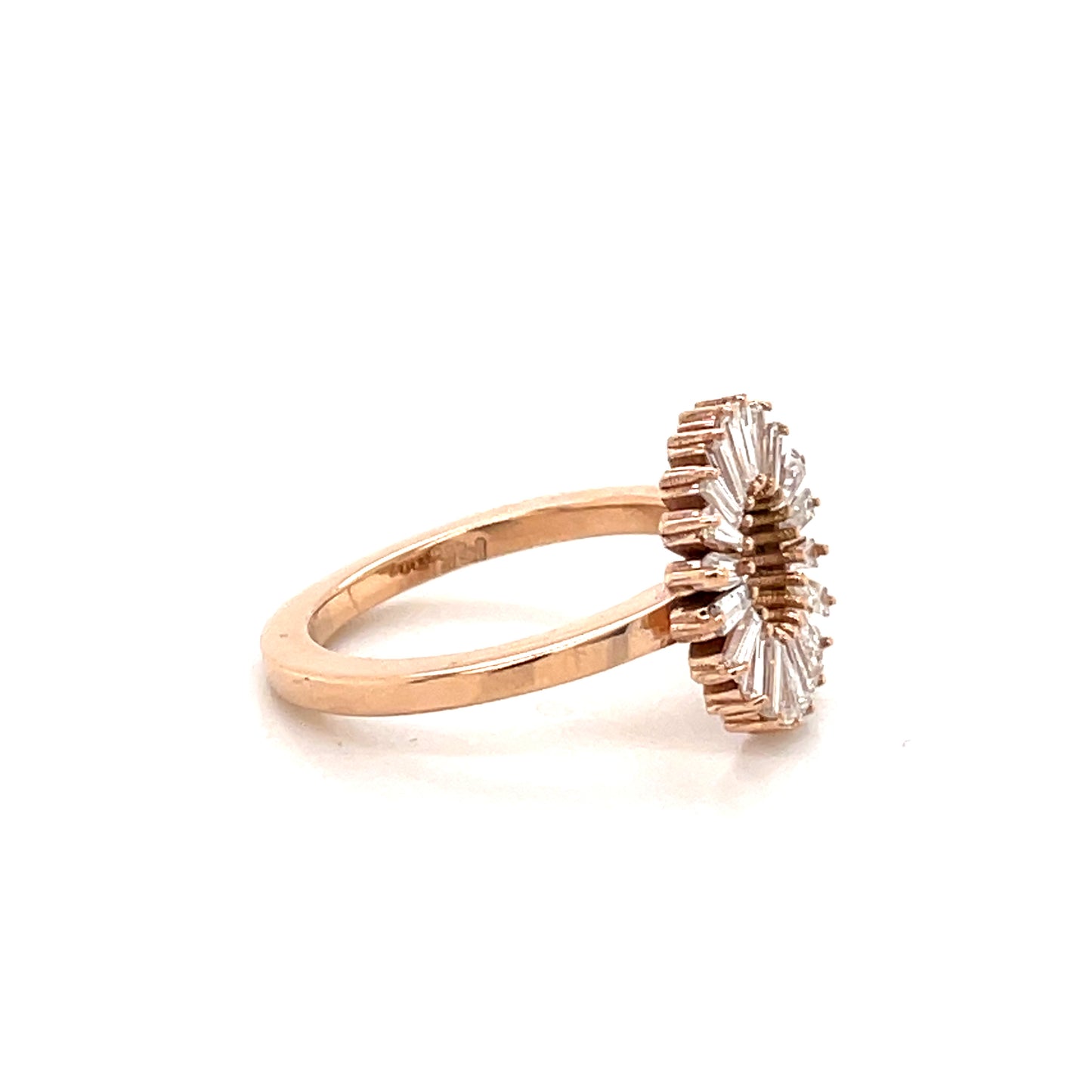 Baguette Diamond Disc Ring in 14k White, Yellow, or Rose Gold