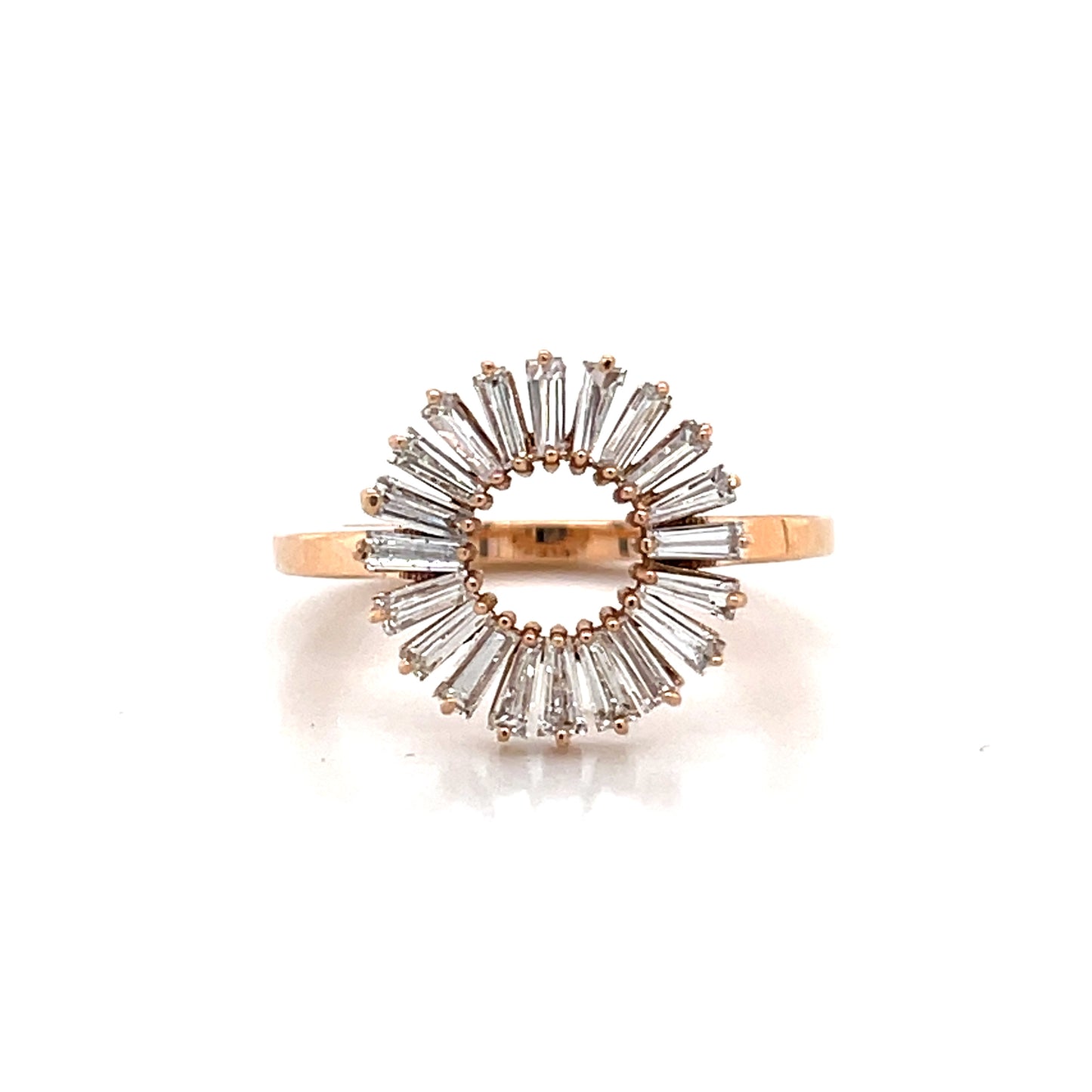 Baguette Diamond Disc Ring in 14k White, Yellow, or Rose Gold