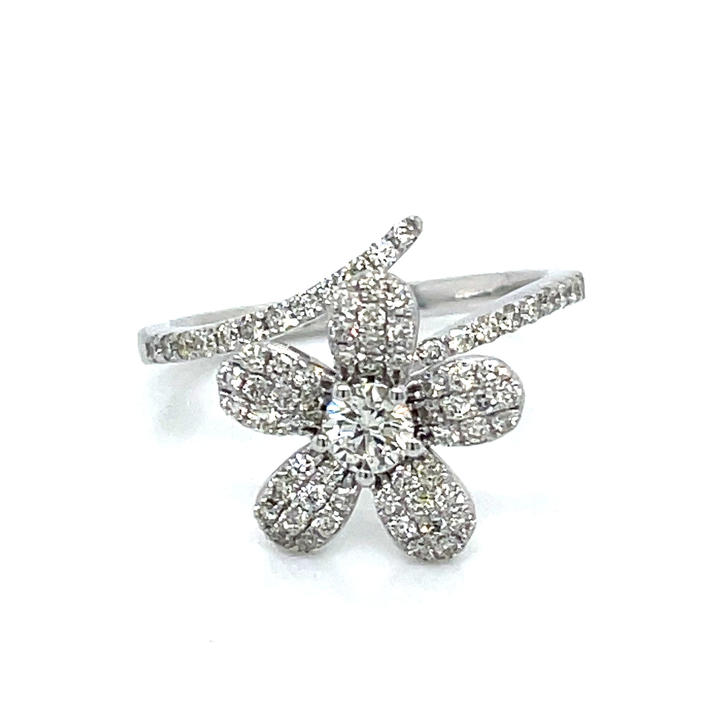 Diamond Flower Ring in 14k Yellow or White Gold