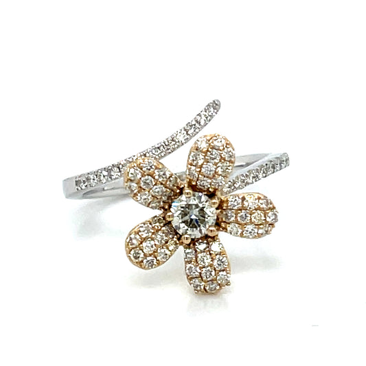 Diamond Flower Ring in 14k Yellow or White Gold