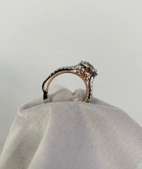 Champagne Oval Diamond Engagement Ring in 14K Two-Tone Gold