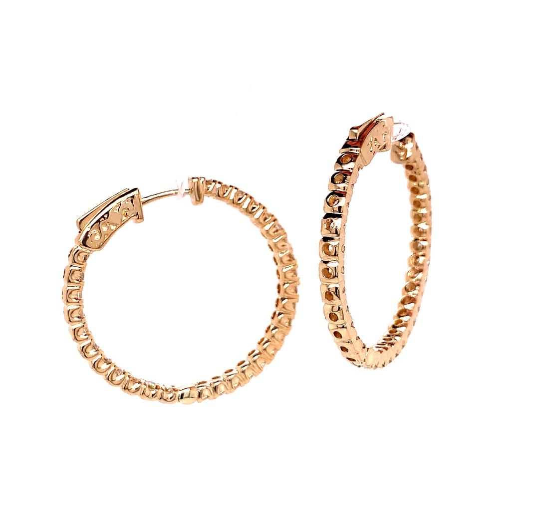 Diamond Hoop Earrings in 14K Yellow Gold