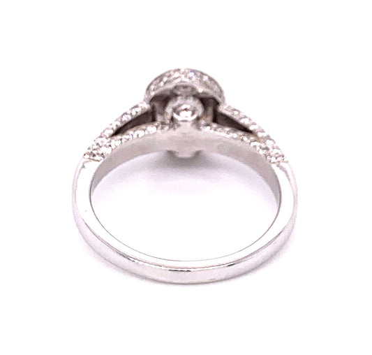 Halo Oval Diamond Engagement Ring in 18K White Gold