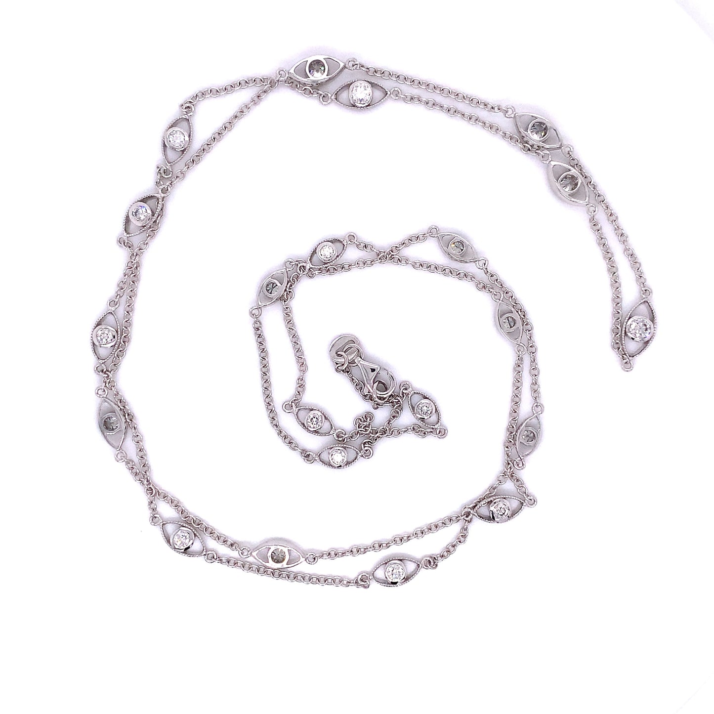 Diamonds By the Yard Eye Necklace in 14K White Gold