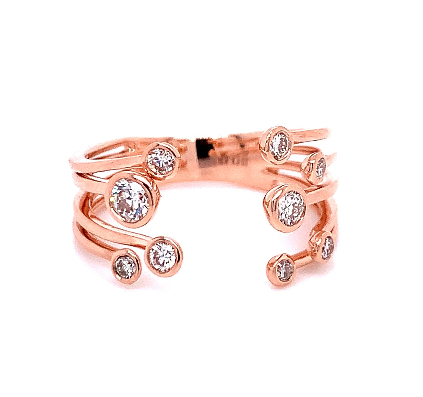 Open Cuff Diamond Bubble Ring