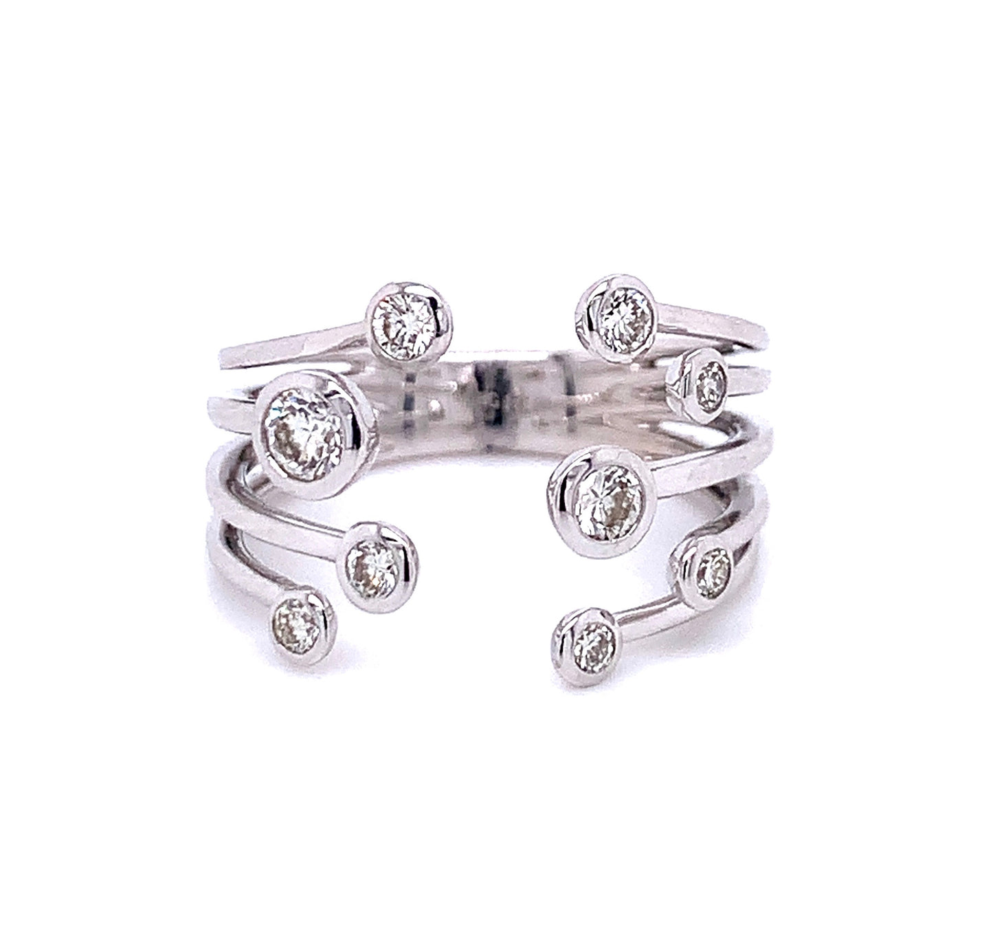 Open Cuff Diamond Bubble Ring