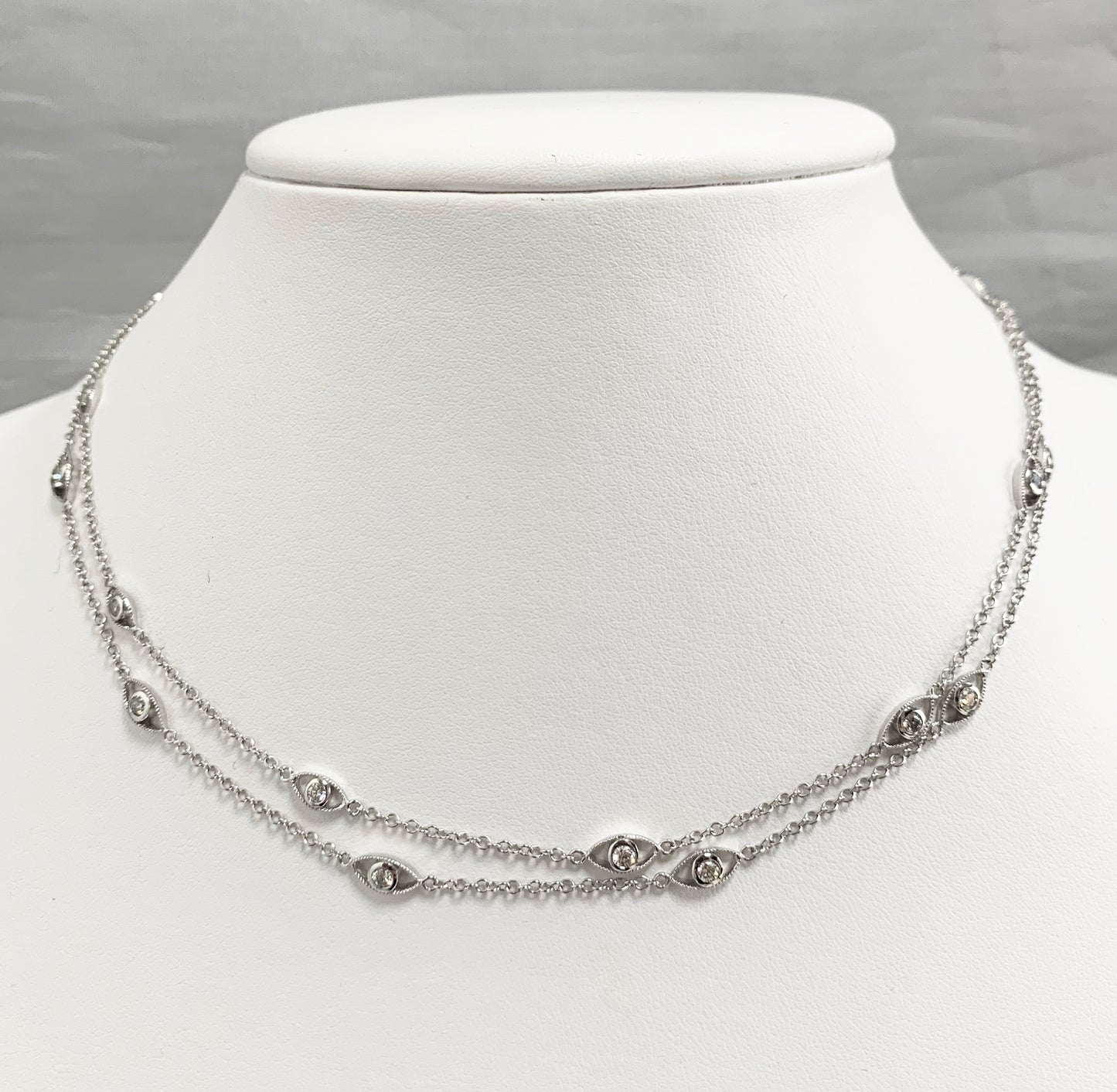 Diamonds By the Yard Eye Necklace in 14K White Gold