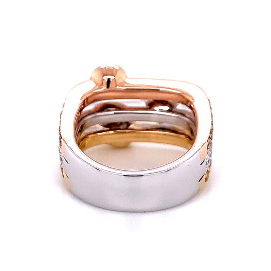 14K Trigold Triple Row Fancy Diamond Ring