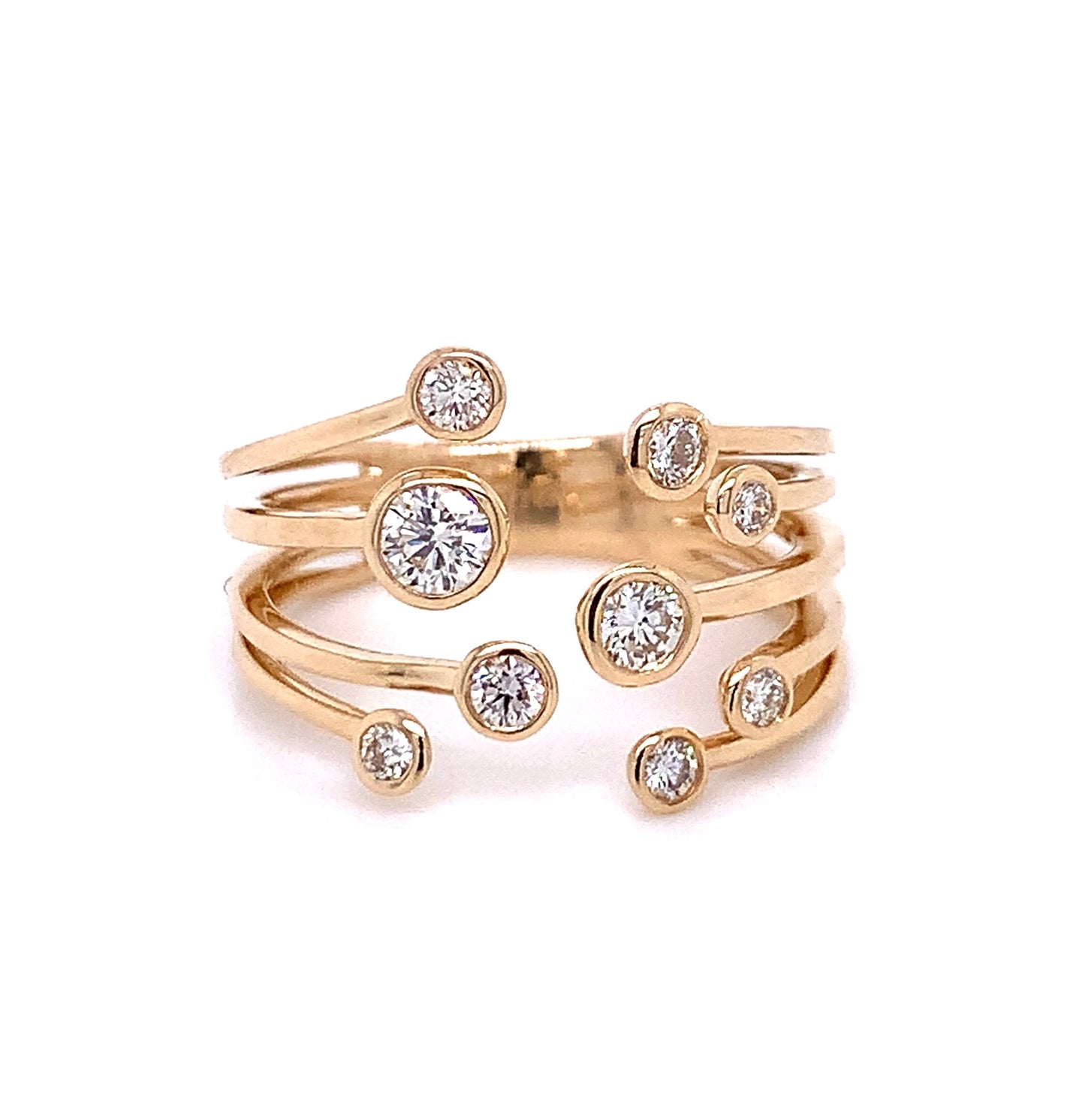 Open Cuff Diamond Bubble Ring
