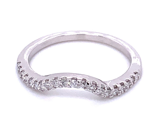 Curved Half-Eternity Diamond Wedding Band in 14K White Gold