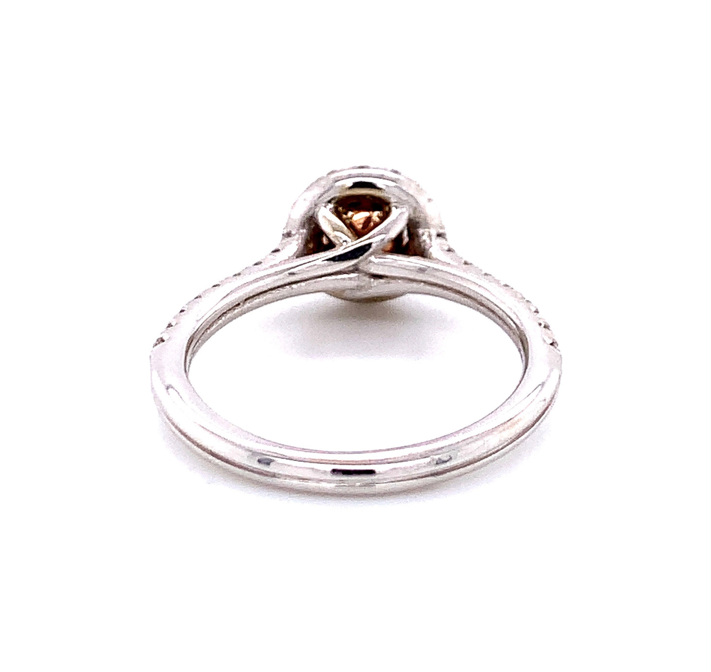 Natural Pink Halo Diamond Engagement Ring in 14K Two-Tone Gold