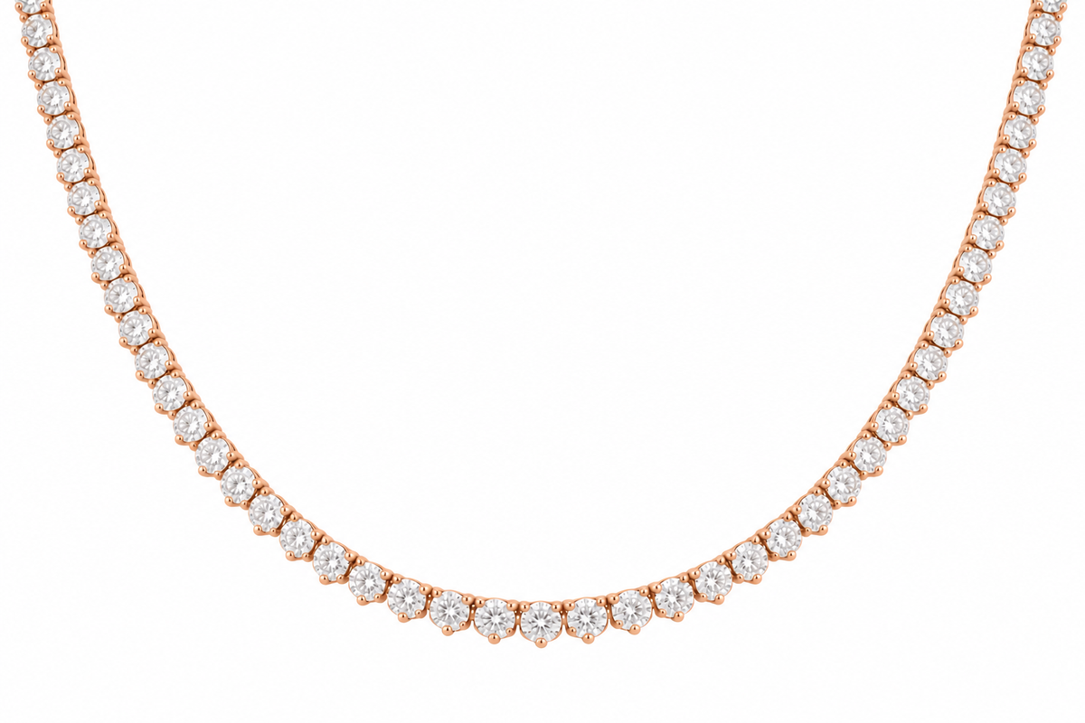 3-Prong Classic Tennis Necklace – Natural Diamond
