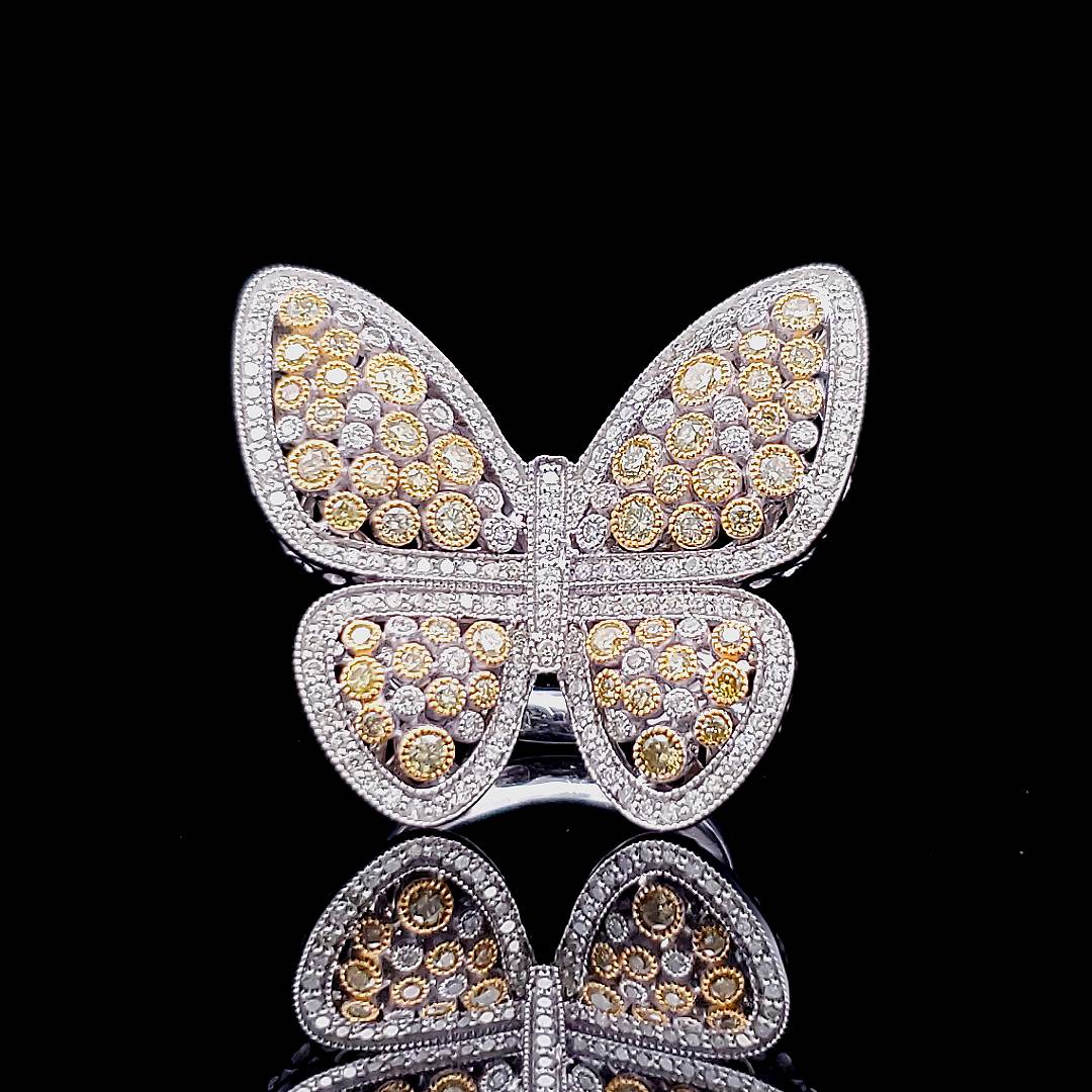 Broad Butterfly Honeycomb Ring