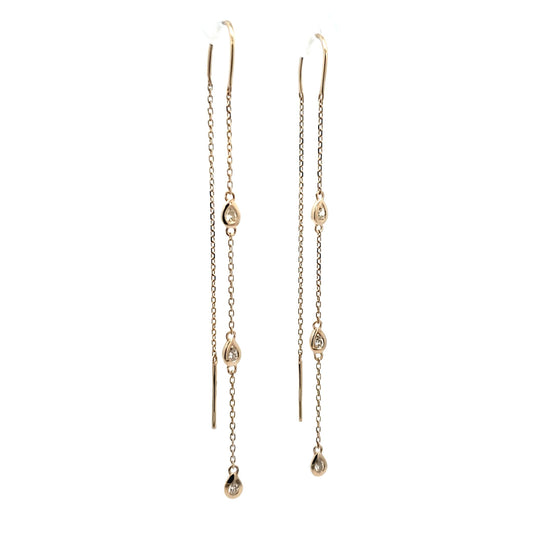 Pear Diamond Threader Earrings