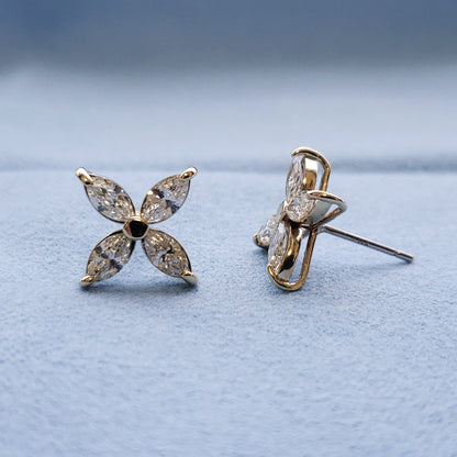 Flower Shape Diamond Stud Earrings