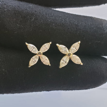 Flower Shape Diamond Stud Earrings