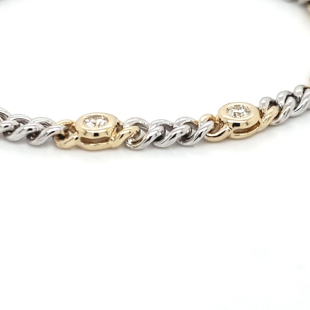 Round-cut Diamond Bezel Set Cuban Bracelet (7" Inches)