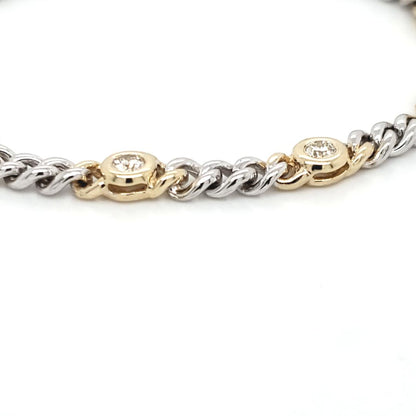 Round-cut Diamond Bezel Set Cuban Bracelet (7" Inches)