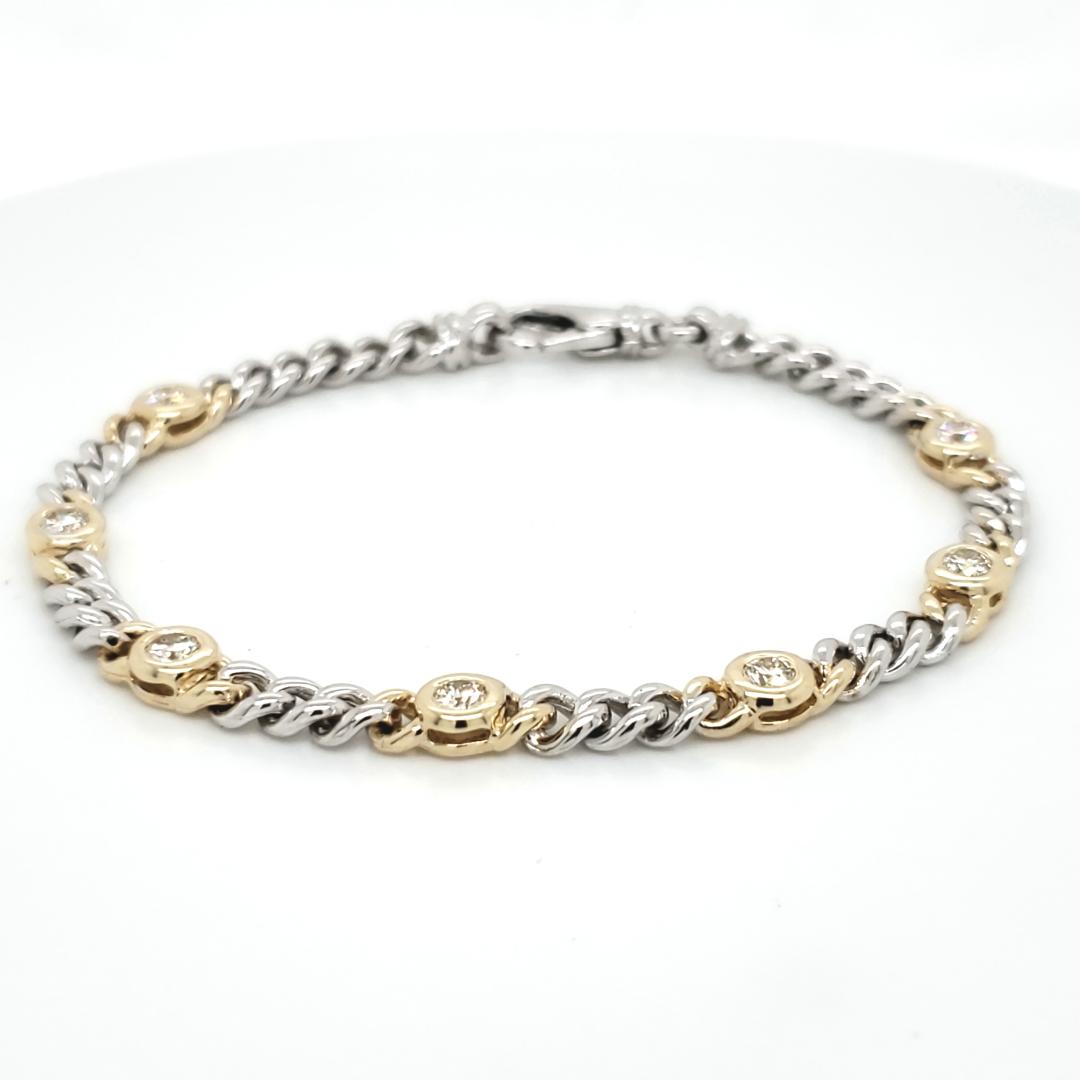 Round-cut Diamond Bezel Set Cuban Bracelet (7" Inches)