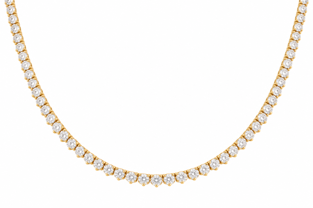 3-Prong Classic Tennis Necklace – Natural Diamond