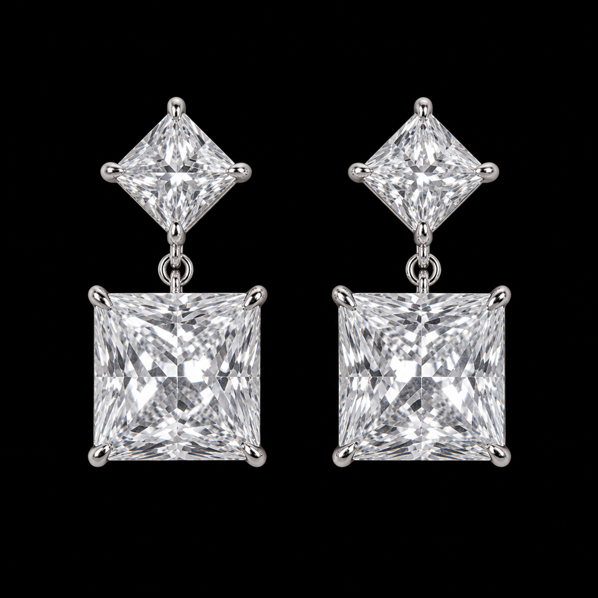 Solène Princess Diamond Drop Earrings