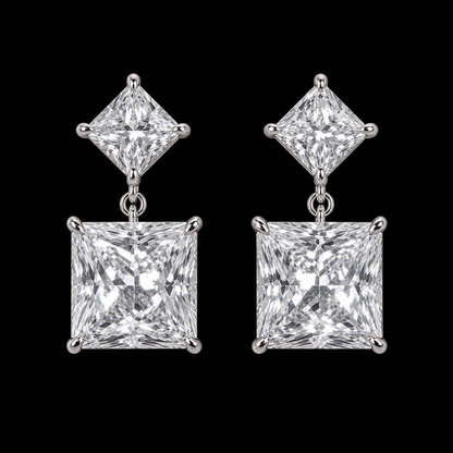 Solène Princess Diamond Drop Earrings