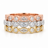 Round & Marquise Halfway Alternating Stackable Ring