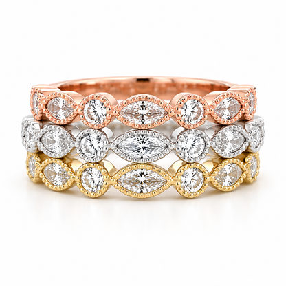Round & Marquise Alternating Stackable