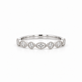Round & Marquise Halfway Alternating Stackable Ring