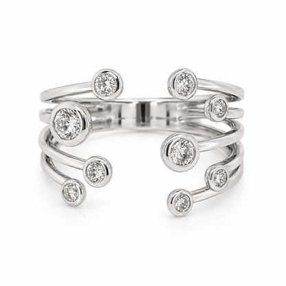 Open Cuff Diamond Bubble Ring