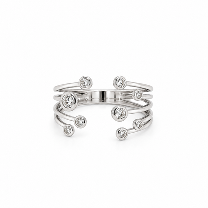 Open Cuff Diamond Bubble Ring