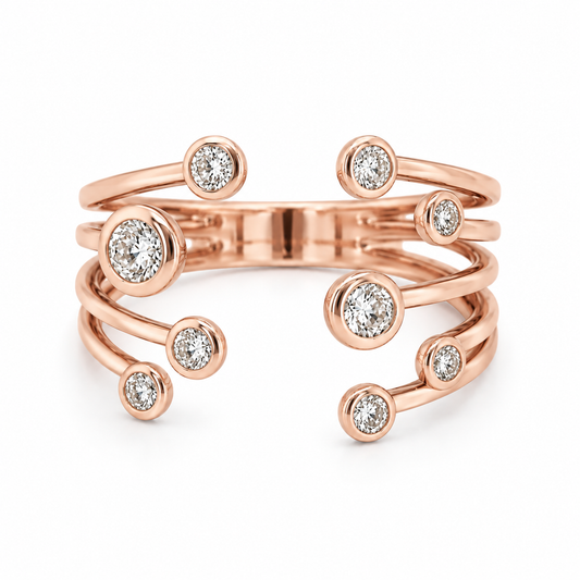 Open Cuff Diamond Bubble Ring
