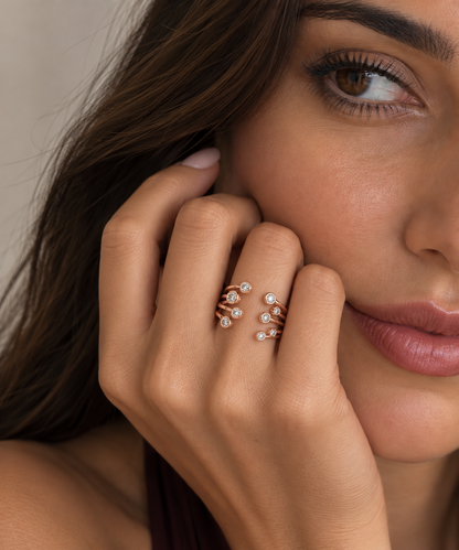 Open Cuff Diamond Bubble Ring