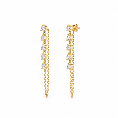 Diamond Drop Chain Earrings