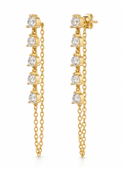 Diamond Drop Chain Earrings