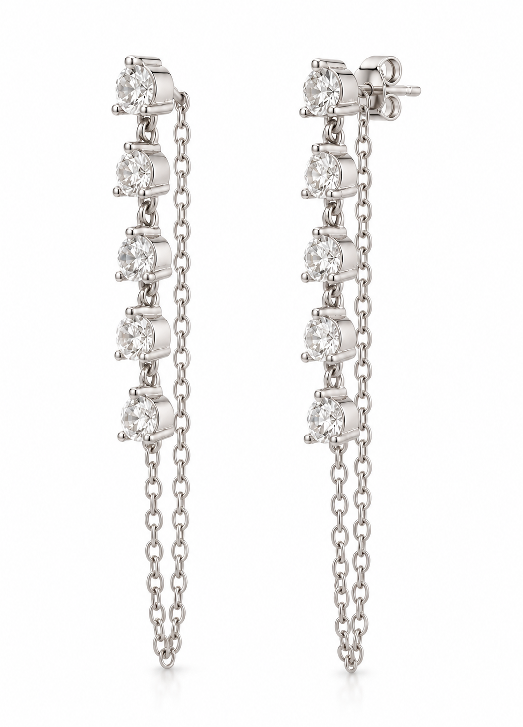 Diamond Drop Chain Earrings