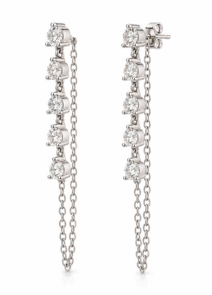 Diamond Drop Chain Earrings