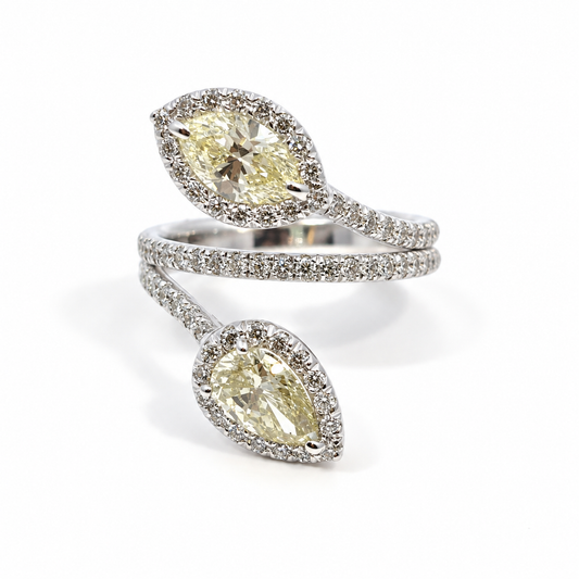 Double Diamond Bypass Ring