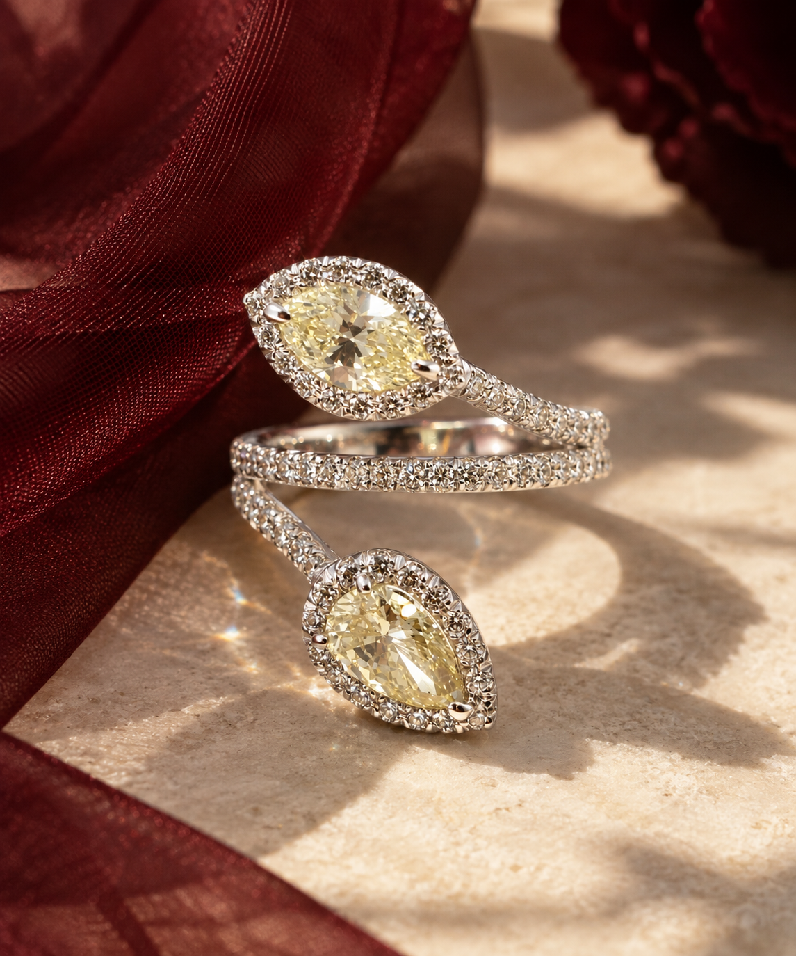 Double Diamond Bypass Ring