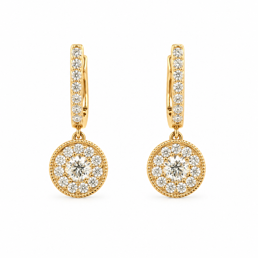 Diamond Halo Dangling Earrings