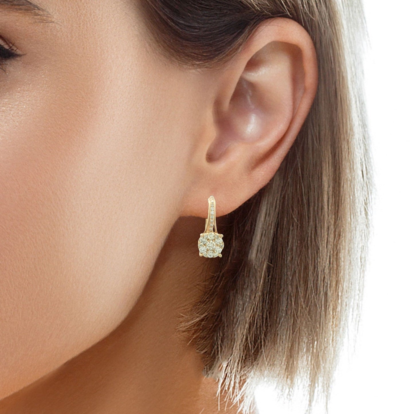 Diamond Cluster Huggie Earrings