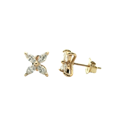 Flower Shape Diamond Stud Earrings