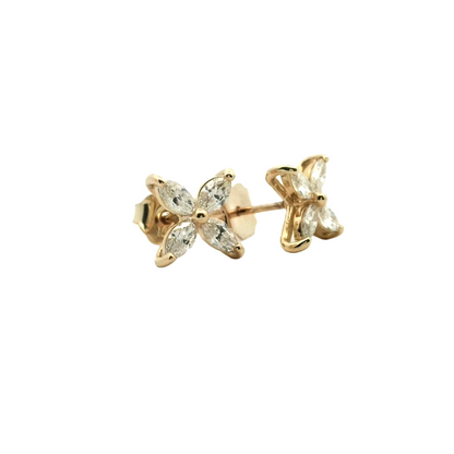 Flower Shape Diamond Stud Earrings