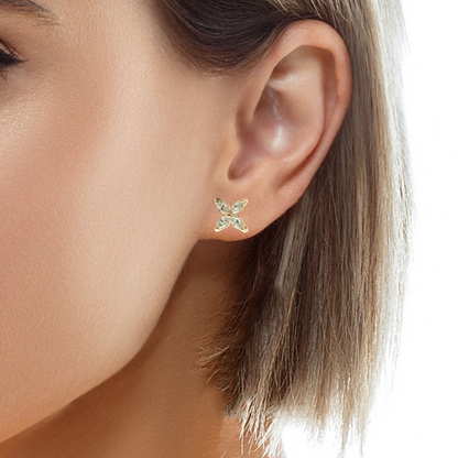 Flower Shape Diamond Stud Earrings