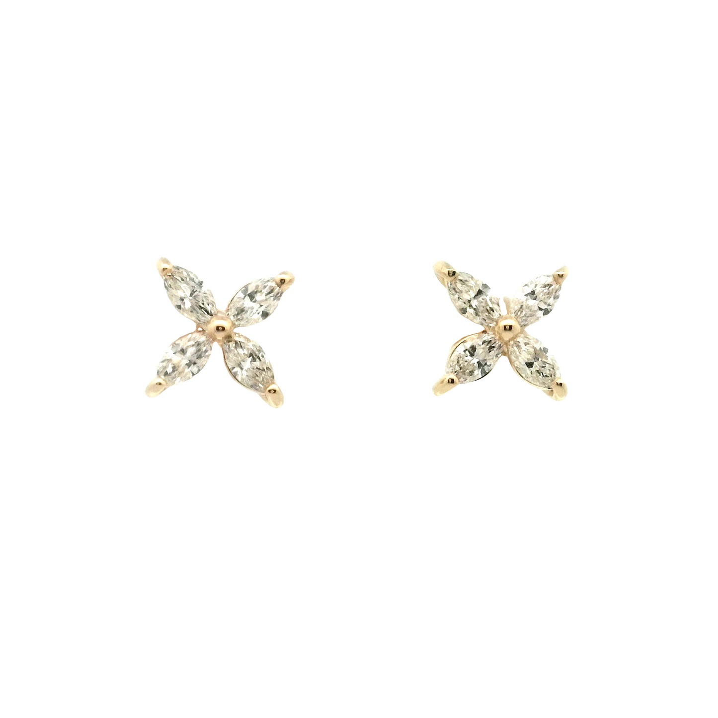 Flower Shape Diamond Stud Earrings