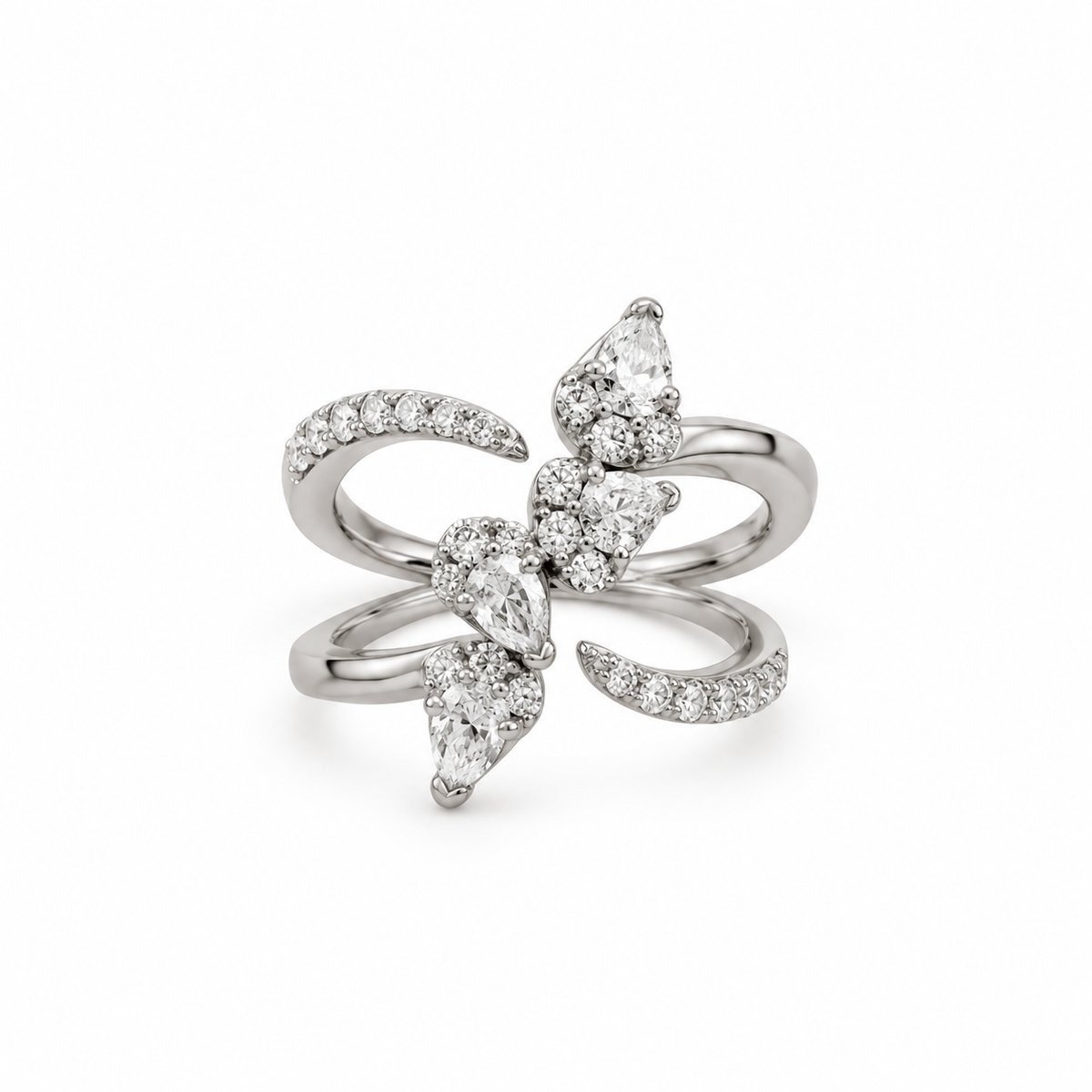 Cascading Mixed Diamond Ring