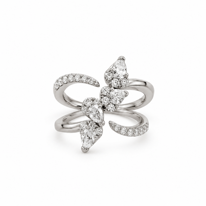 Cascading Mixed Diamond Ring