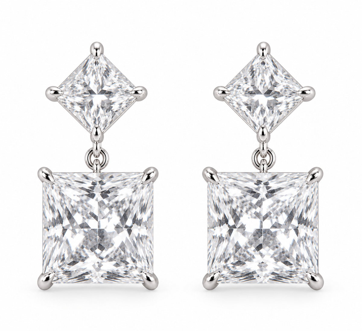Solène Princess Diamond Drop Earrings