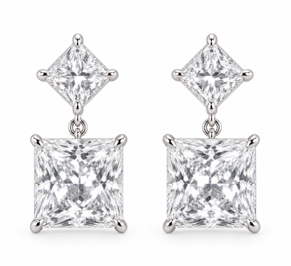 Solène Princess Diamond Drop Earrings