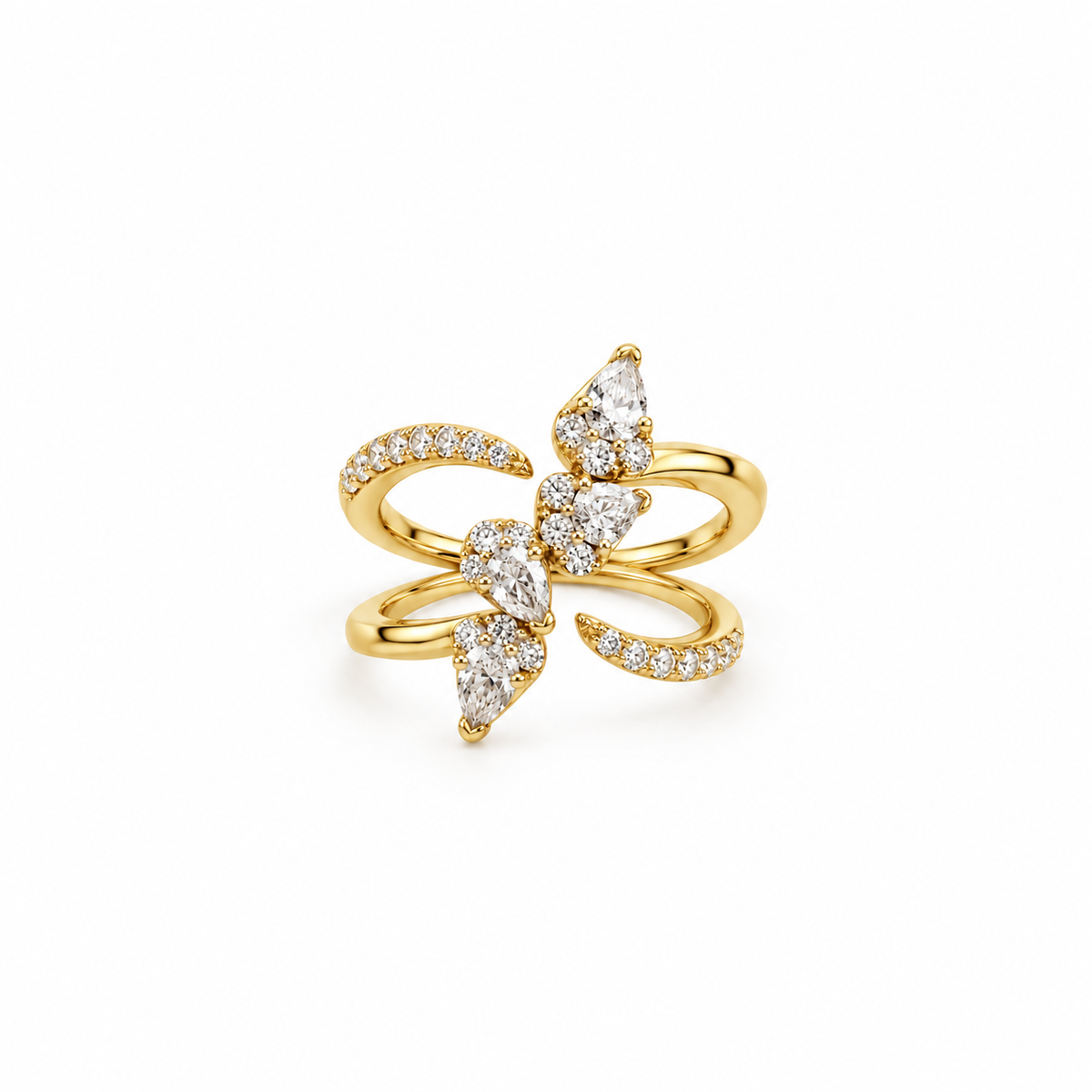 Cascading Mixed Diamond Ring